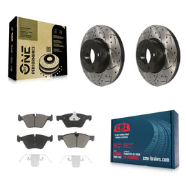 Front Drilled Slot Disc Brake Rotors Ceramic Pad Kit For 2008 BMW 328xi To 08 07