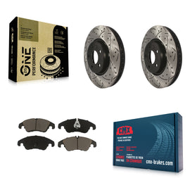 Front Drill Slot Brake Rotors Ceramic Pad Kit For Audi A4 Q5 A5 Quattro A7 A6 S5