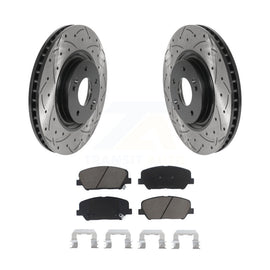 [Front] 2011-2015 Kia Optima 2.0L Performance Drilled & Slotted Brake Rotor & Ceramic Pads Kit For Max Braking