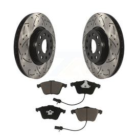 Front Coat Drill Slot Disc Brake Rotors Ceramic Pad Kit For Volkswagen CC Passat