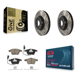 Front Coat Drill Slot Disc Brake Rotors Ceramic Pad Kit For Volkswagen CC Passat