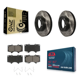 Front Drilled Slot Disc Brake Rotor Ceramic Pad Kit For Toyota Tacoma 4Runner FJ