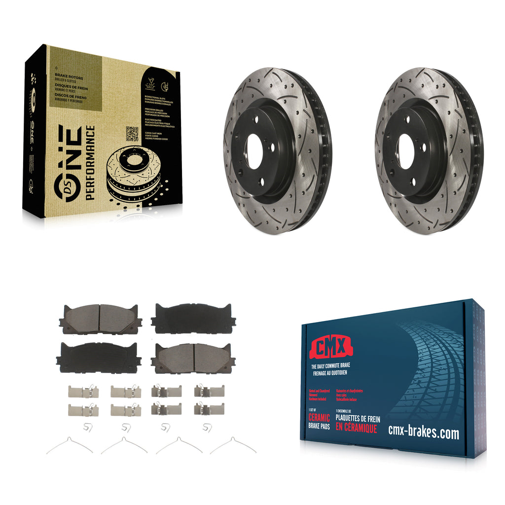 Front Drill Slot Brake Rotor Ceramic Pad Kit For Toyota Camry Lexus ES350 Avalon