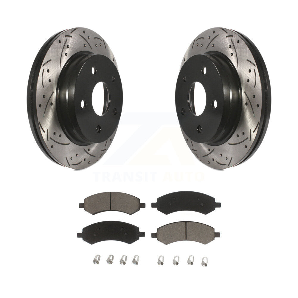 Front Drill Slot Brake Rotors Ceramic Pad Kit For Ram 1500 Dodge Classic Durango