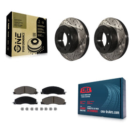 Front Drilled Slot Disc Brake Rotor Ceramic Pad Kit For Ram 2500 3500 1500 Dodge