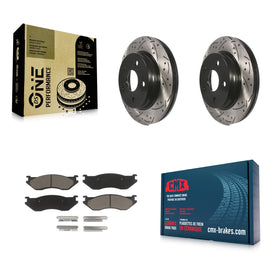 Front Drilled Slot Disc Brake Rotor & Ceramic Pad Kit For Dodge Ram 1500 Durango