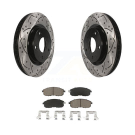 [Front] 2007-2012 Nissan Sentra SE-R Performance Drilled & Slotted Brake Rotor & Ceramic Pads Kit For Max Braking