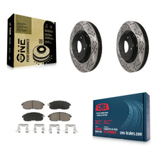 Charger l'image dans la galerie, [Front] 2007-2012 Nissan Sentra SE-R Performance Drilled &amp; Slotted Brake Rotor &amp; Ceramic Pads Kit For Max Braking