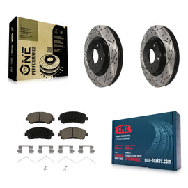 Front Coated Drill Slot Disc Brake Rotor Ceramic Pad Kit For Nissan Rogue Select