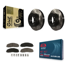 Charger l'image dans la galerie, Front Drilled Slot Brake Rotor &amp; Ceramic Pad Kit For Ford F-350 Super Duty F-250
