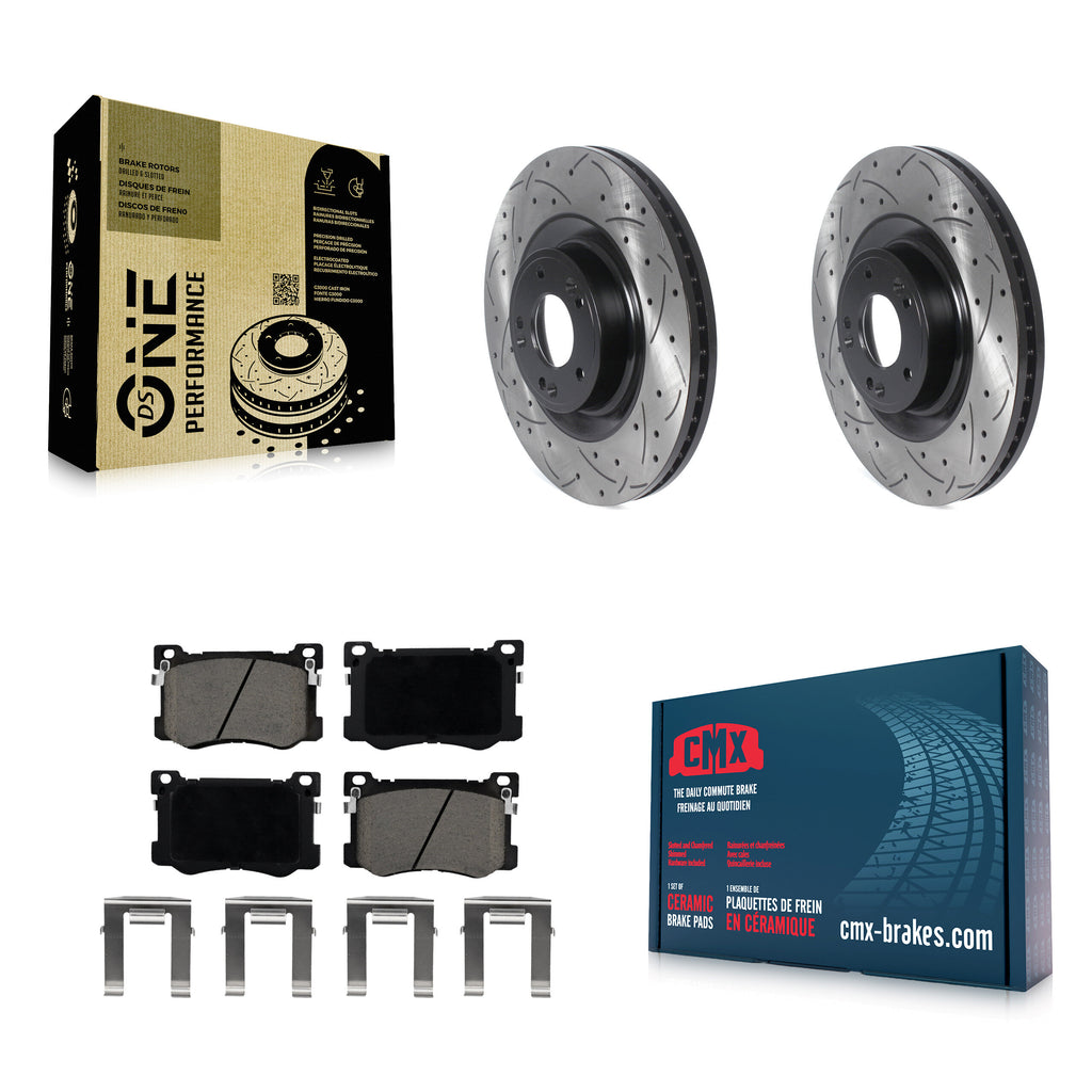 Front Drilled Slot Brake Rotors Ceramic Pad Kit For Hyundai Genesis G80 Kia K900