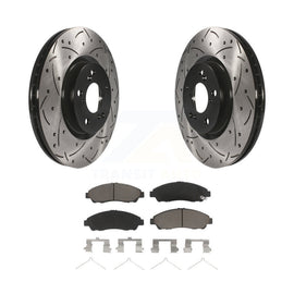 Front Drilled Slot Brake Rotor Ceramic Pad Kit For Honda Pilot Acura MDX RLX ZDX