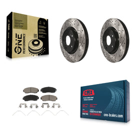 [Front] 2011-2014 Honda Odyssey Performance Drilled & Slotted Brake Rotor & Ceramic Pads Kit For Max Braking