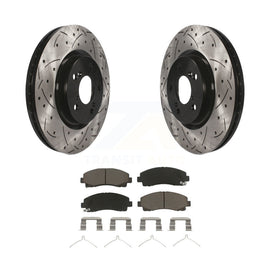 [Front] 2009-2014 Acura TL Performance Drilled & Slotted Brake Rotor & Ceramic Pads Kit For Max Braking