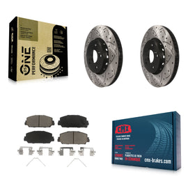 Front Coated Drilled Slotted Disc Brake Rotors Ceramic Pad Kit For Acura RDX ILX