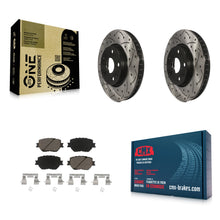 Charger l'image dans la galerie, Front Coated Drilled Slotted Disc Brake Rotors &amp; Ceramic Pad Kit For Lexus IS250