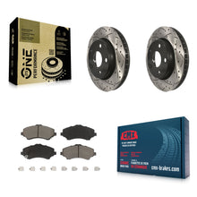 Charger l'image dans la galerie, Front Coated Drilled Slot Disc Brake Rotors Ceramic Pad Kit For Jeep Wrangler JK