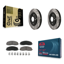 Front Coated Drill Slot Disc Brake Rotor Ceramic Pad Kit For Dodge Grand Caravan