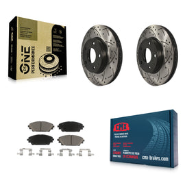 [Front] 2016-2021 Mazda CX-3 FWD Performance Drilled & Slotted Brake Rotor & Ceramic Pads Kit For Max Braking