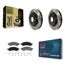 Front Drilled Slot Brake Rotor Ceramic Pad Kit For Chevrolet Traverse GMC Acadia