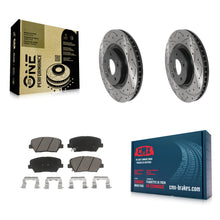 Load image into Gallery viewer, [Front] 2012-2017 Hyundai Azera Performance Drilled &amp; Slotted Brake Rotor &amp; Ceramic Pads Kit For Max Braking