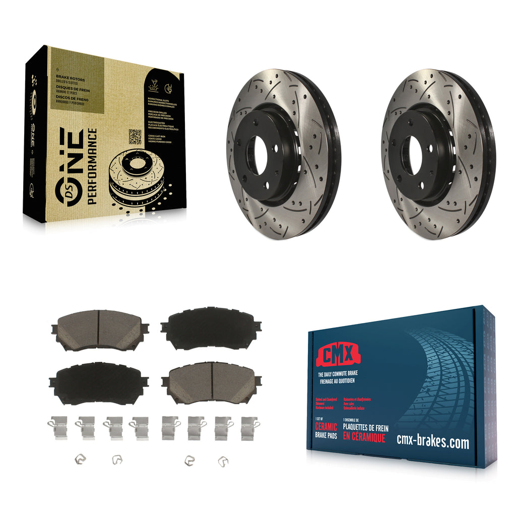 Front Drilled Slot Brake Rotor & Ceramic Pad Kit For Mazda 6 Naturally Aspirated