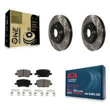 Charger l'image dans la galerie, [Front] 2018-2020 Chevrolet Sonic Performance Drilled &amp; Slotted Brake Rotor &amp; Ceramic Pads Kit For Max Braking