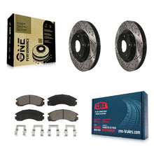 Charger l'image dans la galerie, Front Coated Drilled Slot Disc Brake Rotor Ceramic Pad Kit For Mitsubishi Lancer