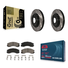 Front Coated Drilled Slot Disc Brake Rotor Ceramic Pad Kit For Mitsubishi Lancer