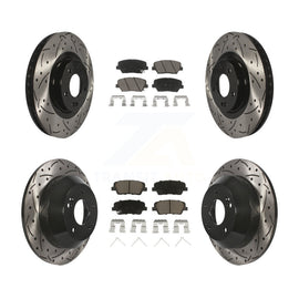 Front Rear Coated Drilled Slot Disc Brake Rotors Ceramic Pad Kit For Kia Sorento