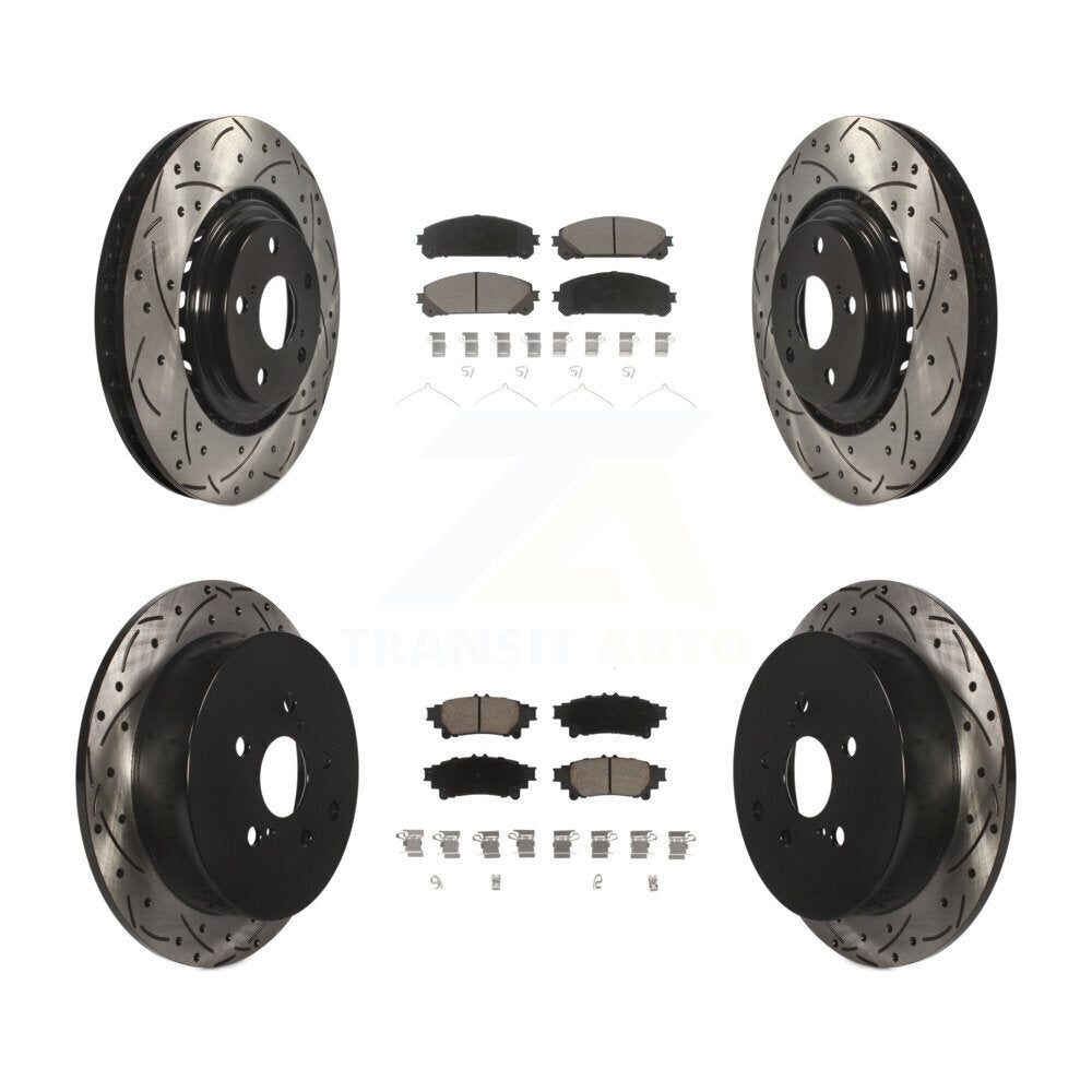 Front Rear Drilled Slot Brake Rotor Ceramic Pad Kit For Toyota Highlander Sienna
