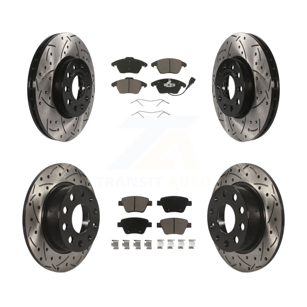 Front Rear Drill Slot Brake Rotors Ceramic Pad Kit For 13 Volkswagen Beetle 2.5L