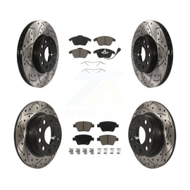 Front Rear Drill Slot Brake Rotors Ceramic Pad Kit For 13 Volkswagen Beetle 2.5L