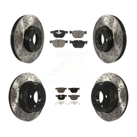 Front Rear Coated Drilled Slotted Disc Brake Rotor Ceramic Pad Kit For BMW X5 X6