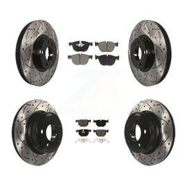 Front Rear Coated Drilled Slotted Disc Brake Rotor Ceramic Pad Kit For BMW X5 X6