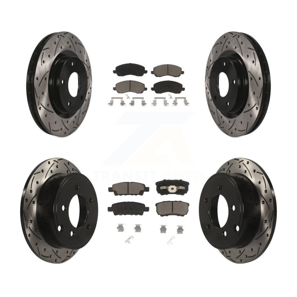 Front Rear Drill Slot Brake Rotor Ceramic Pad Kit For Jeep Patriot Dodge Compass