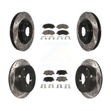 Front Rear Drill Slot Brake Rotors Ceramic Pad Kit For Mitsubishi Outlander 3.0L