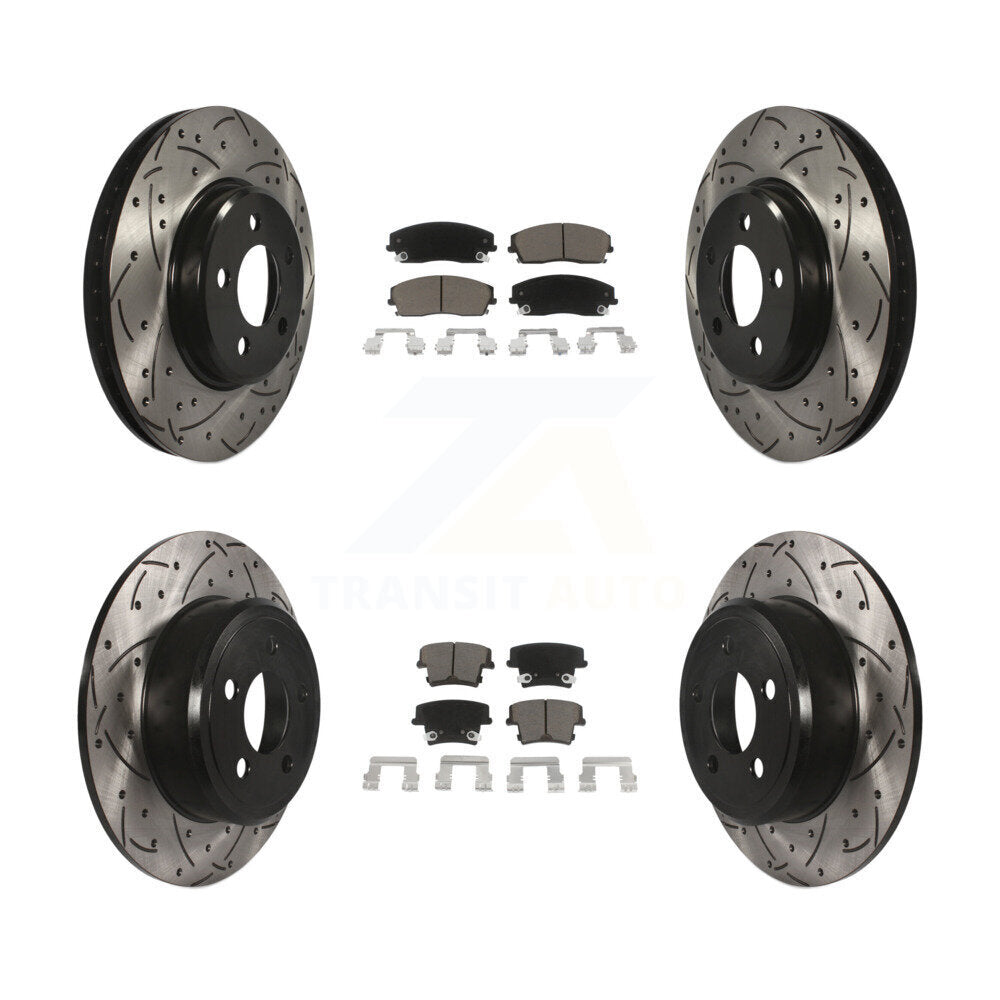 Front Rear Drill Slot Brake Rotor Ceramic Pad Kit For Dodge Charger Chrysler 300
