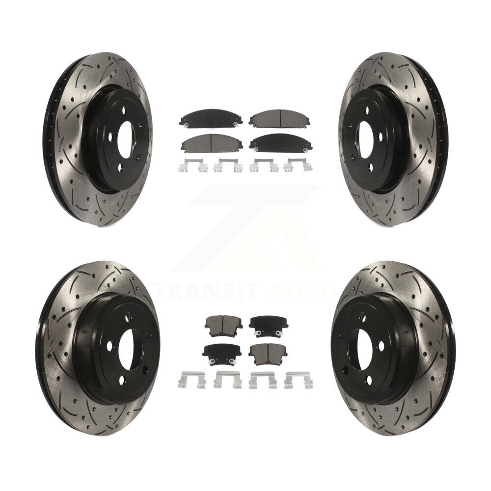 Front Rear Drill Slot Brake Rotor Ceramic Pad Kit For Dodge Charger Chrysler 300