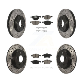 Front Rear Coated Drilled Slot Disc Brake Rotor & Ceramic Pad Kit For Ford Focus