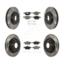 Load image into Gallery viewer, Front Rear Coated Drilled Slot Disc Brake Rotor &amp; Ceramic Pad Kit For Ford Focus