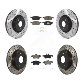 Front Rear Coated Drill Slot Disc Brake Rotors Ceramic Pad Kit For Ford Focus ST