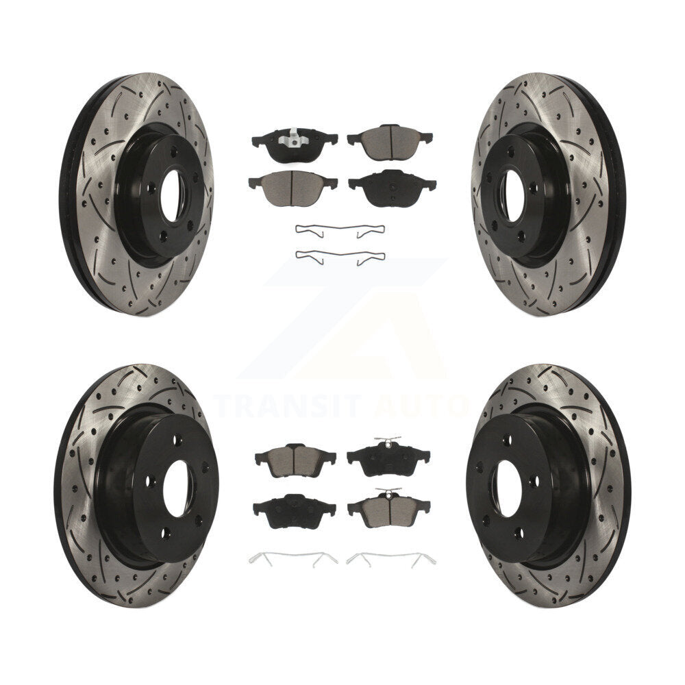 Front Rear Drilled Slot Disc Brake Rotor & Ceramic Pad Kit For Ford Escape C-Max