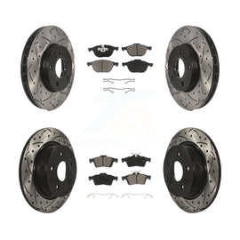 Front Rear Coated Drilled Slot Disc Brake Rotor & Ceramic Pad Kit For Ford C-Max