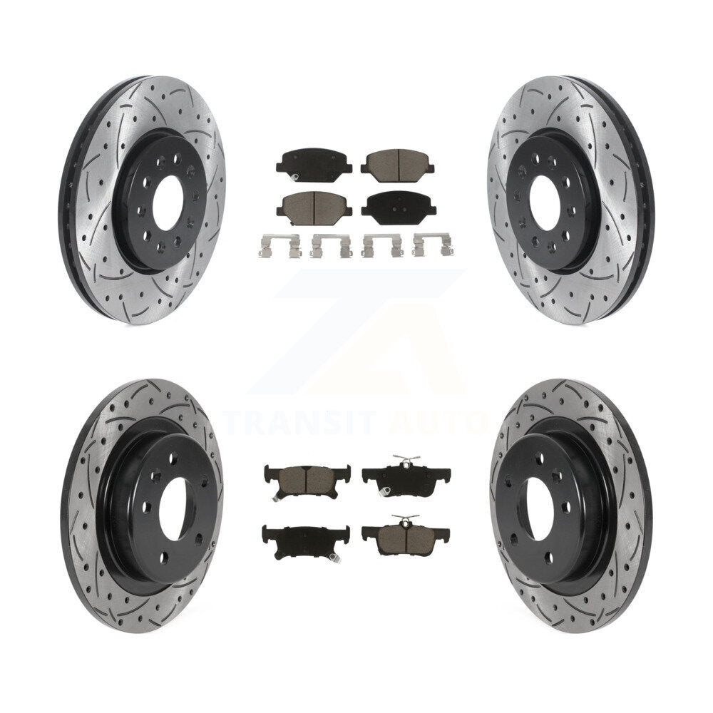 Front Rear Coated Drill Slot Disc Brake Rotor Ceramic Pad Kit For Buick Envision