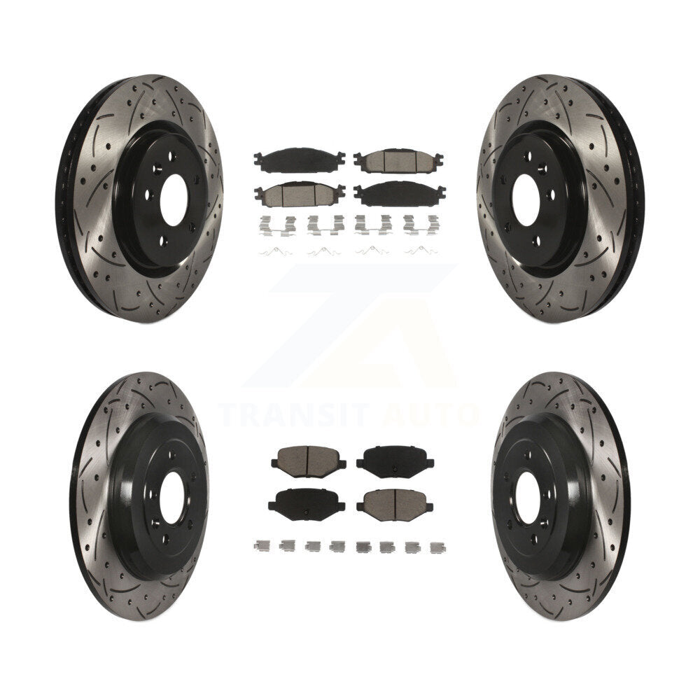 Front Rear Drill Slot Brake Rotors Ceramic Pad Kit For Ford Explorer Taurus Flex