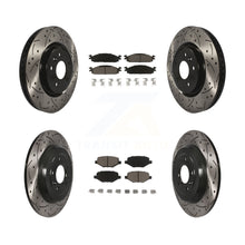 Charger l'image dans la galerie, [Front+Rear] 2009-2010 Lincoln MKS Performance Drilled &amp; Slotted Brake Rotor &amp; Ceramic Pads Kit For Max Braking