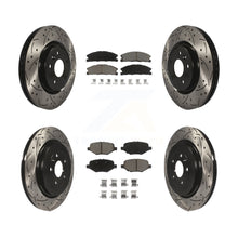 Load image into Gallery viewer, [Front+Rear] 2013 Ford Explorer Sport Performance Drilled &amp; Slotted Brake Rotor &amp; Ceramic Pads Kit For Max Braking