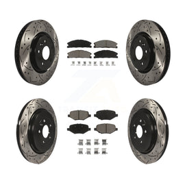 [Front+Rear] 2013 Ford Explorer Sport Performance Drilled & Slotted Brake Rotor & Ceramic Pads Kit For Max Braking