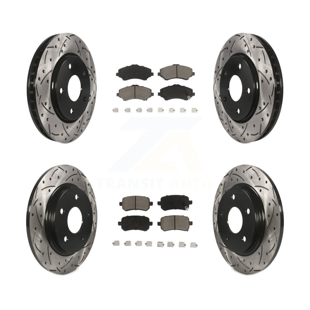 Front Rear Drill Slot Brake Rotor Ceramic Pad Kit For Dodge Grand Caravan Town &